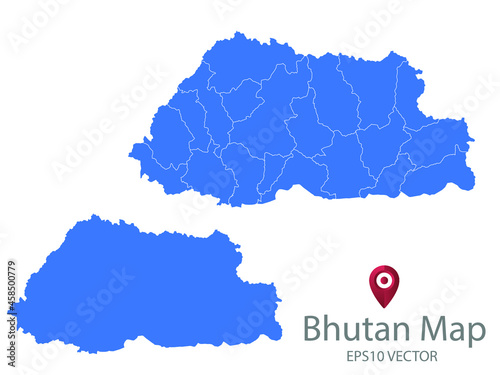 Couple Set Map,Blue Map of Bhutan,Vector EPS10