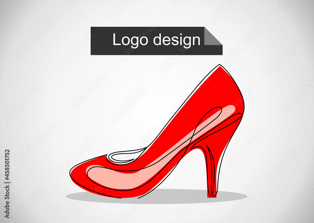 women's high-heeled shoes.Continuous line art or One Line Drawing women's high-heeled shoes.Continuous line art or One Line Drawing