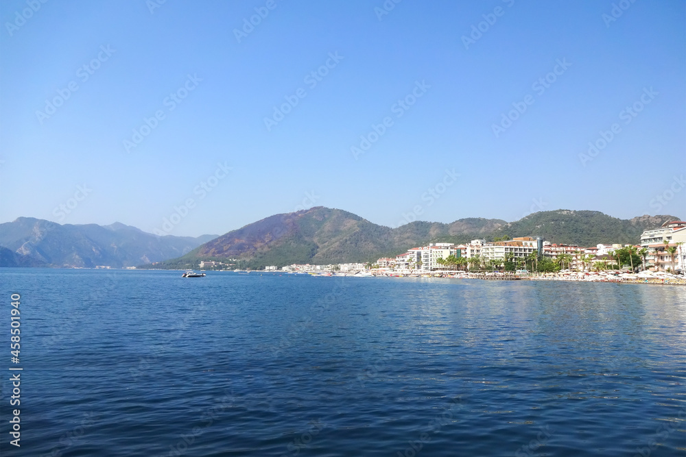 Panorama of a tourist resort on the seashore