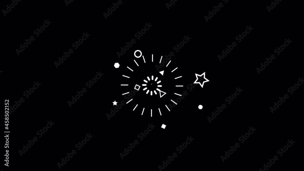 splash, 2d shapes and lines explosion animation with alpha channel. template elements for explainer video. circle burst motion graphics