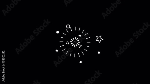 splash, 2d shapes and lines explosion animation with alpha channel. template elements for explainer video. circle burst motion graphics