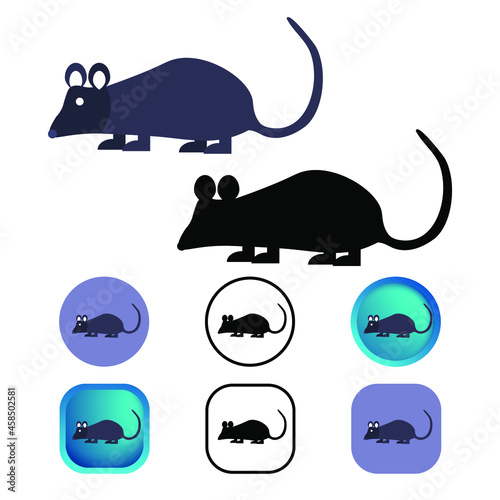 Flat Rat Animal Icon Collection