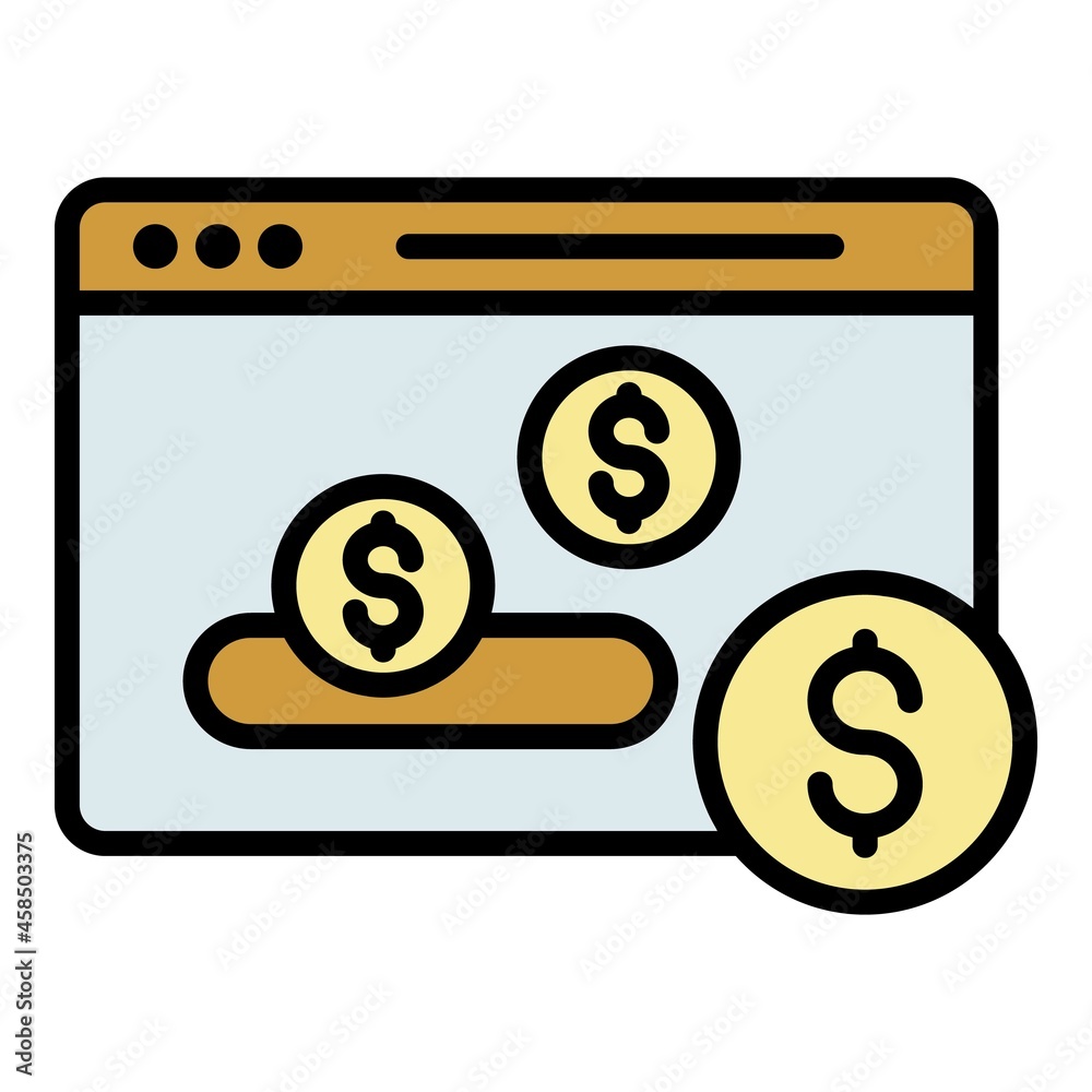 Web money page icon. Outline web money page vector icon color flat isolated Web money page icon. Outline web money page vector icon color flat isolated
