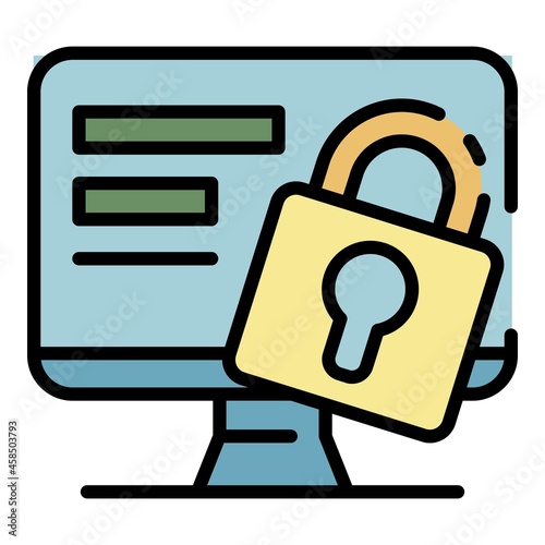 Web money security icon. Outline web money security vector icon color flat isolated