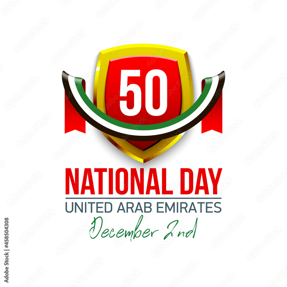 Fifty UAE national day, Spirit of the union. Logo with UAE flag and