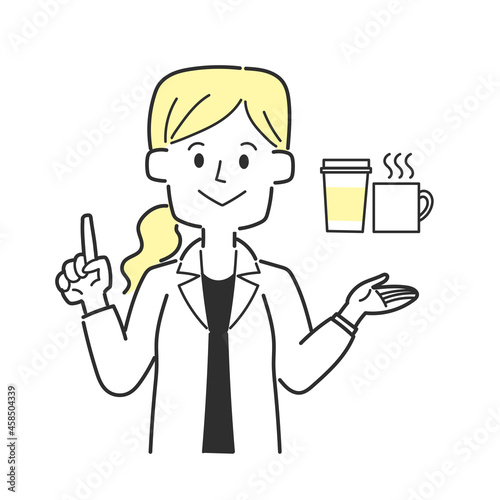 カフェインの摂取について説明する医師