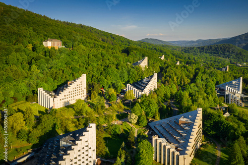 Fototapeta Naklejka Na Ścianę i Meble -  Scenery of the health resort in Ustron on the hills of the Silesian Beskids, Poland