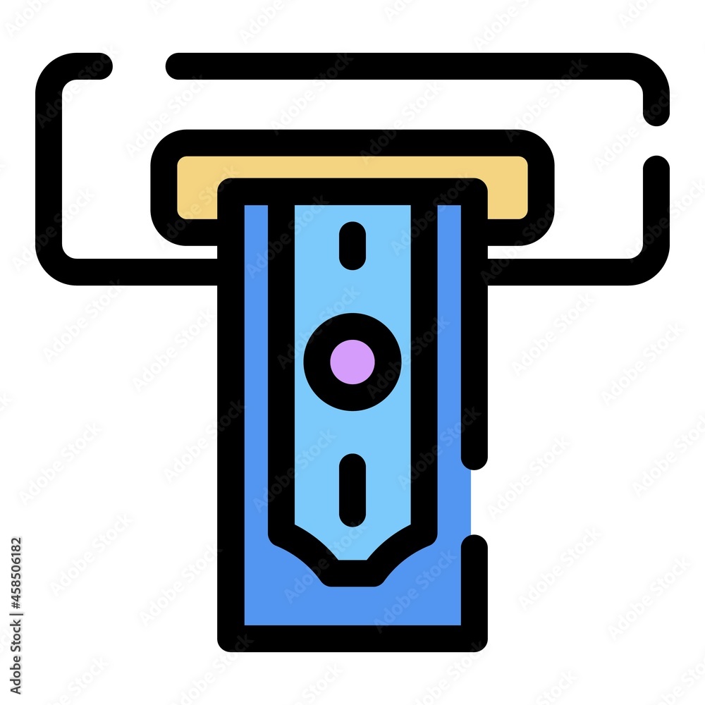 Atm cash icon. Outline atm cash vector icon color flat isolated Atm cash icon. Outline atm cash vector icon color flat isolated