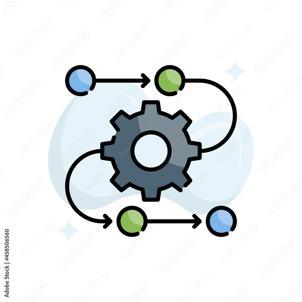 Process Diagram vector filled outline icon style illustration. EPS 10 file