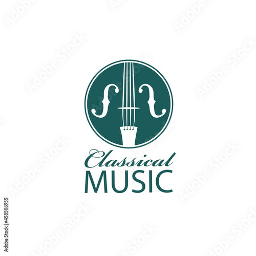 abstract monochrome icon of violin isolated on white background