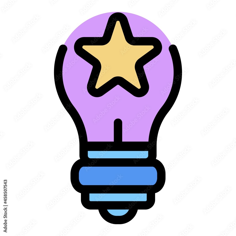 Star bulb icon. Outline star bulb vector icon color flat isolated Star bulb icon. Outline star bulb vector icon color flat isolated