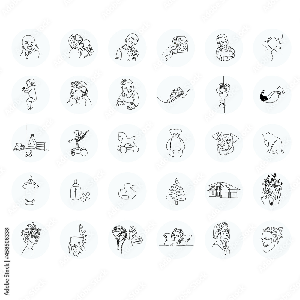 Mother Blog Instagram Highlights cover icons. Mom line art icons ...