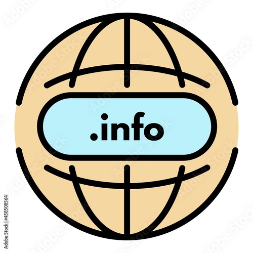 Global domain icon. Outline global domain vector icon color flat isolated