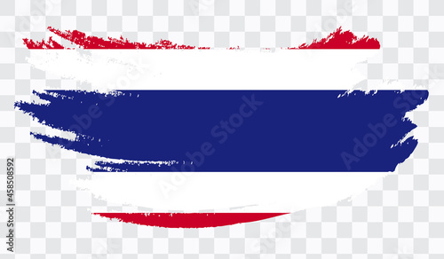 Grunge brush stroke with  THAILAND national flag. Watercolor painting flag,poster, banner of the national flag. Style watercolor drawing. Vector isolated on transparent background.