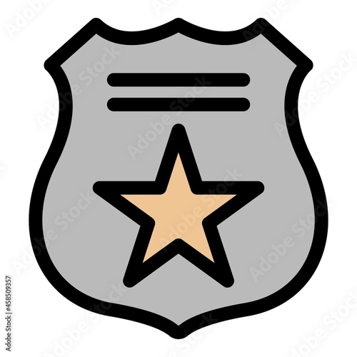 Police sign icon. Outline police sign vector icon color flat isolated