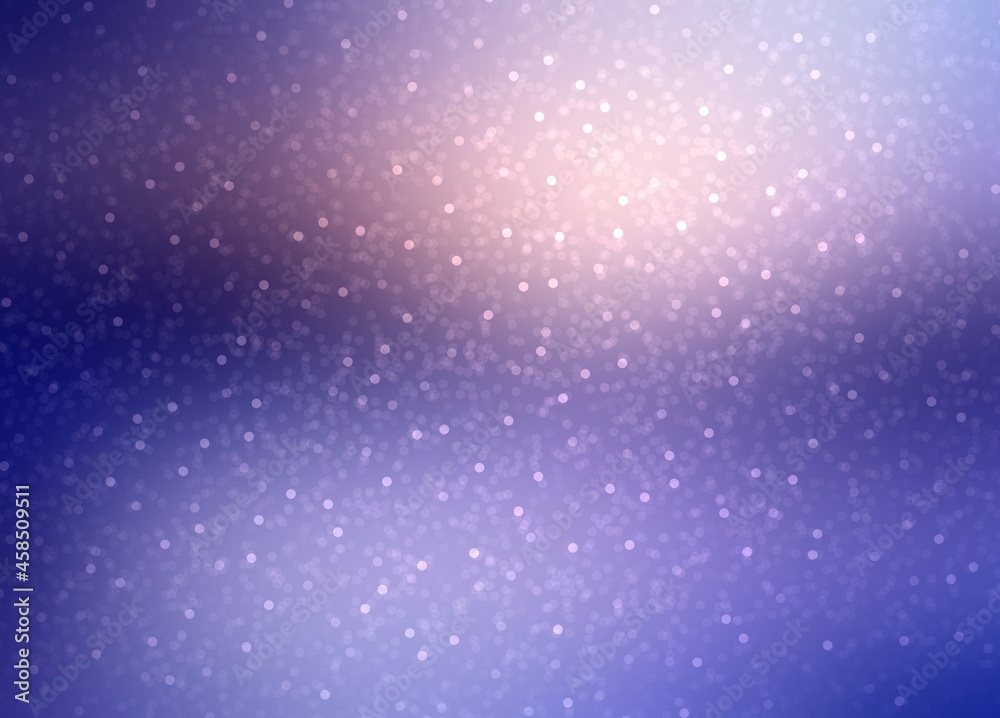Sparkles shimmering on winter night glowing background deep blue color. Half transparent effect. Magical snowy defocus landscape.