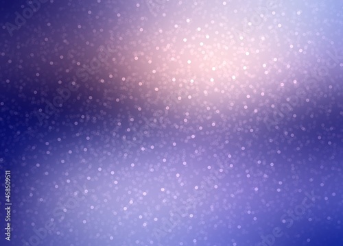 Sparkles shimmering on winter night glowing background deep blue color. Half transparent effect. Magical snowy defocus landscape.