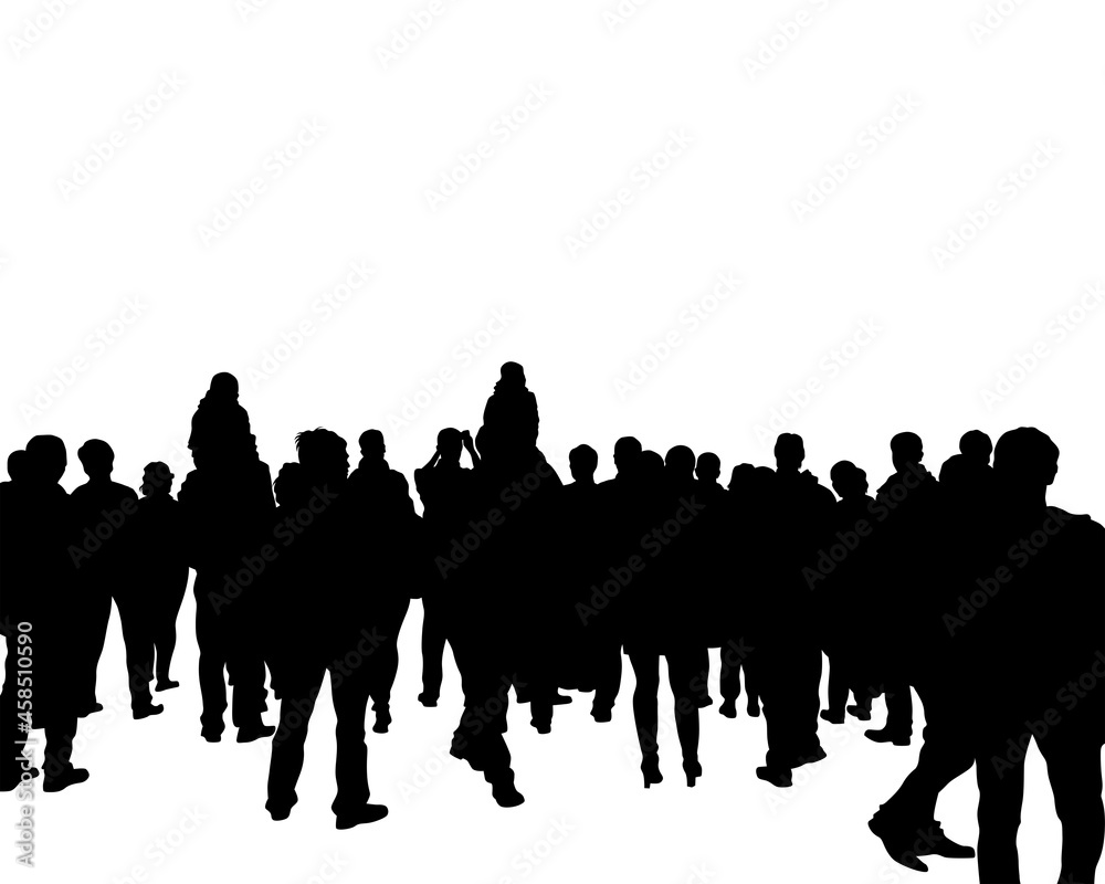Naklejka premium Spectators on concert. Silhouettes of people on white background