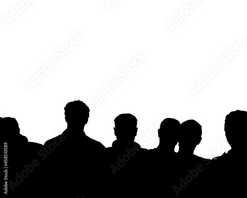 Spectators on concert. Silhouettes of people on white background