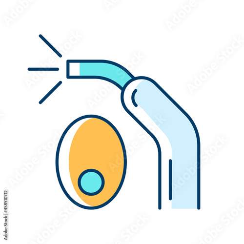 LED curing light RGB color icon. Handheld device. Hardening tooth filling. Dental equipment. Blue light exposure. Teeth whitening procedure. Isolated vector illustration. Simple filled line drawing