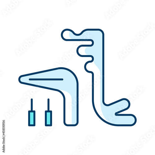 Tools for implant maintenance RGB color icon. Dental surgical process. Measuring device. Teeth restoration. Screws and gauge. Implant therapy. Isolated vector illustration. Simple filled line drawing photo