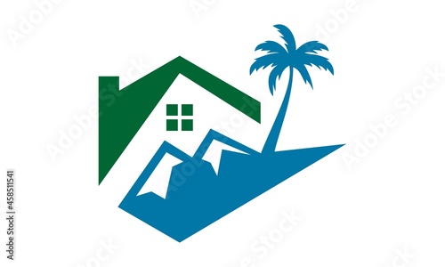 beach resort logo mountain