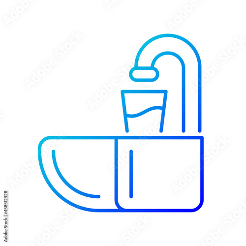 Dental spit bowl gradient linear vector icon. Cuspidor for expectorating. Dentistry equipment. Spit out saliva. Thin line color symbol. Modern style pictogram. Vector isolated outline drawing