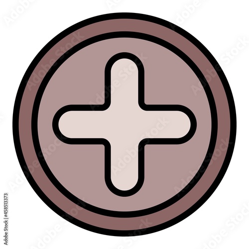 Phillips screw icon. Outline phillips screw vector icon color flat isolated