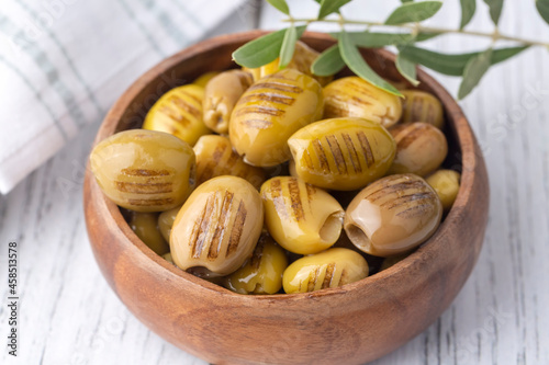 Grilled green olives. Tasty...