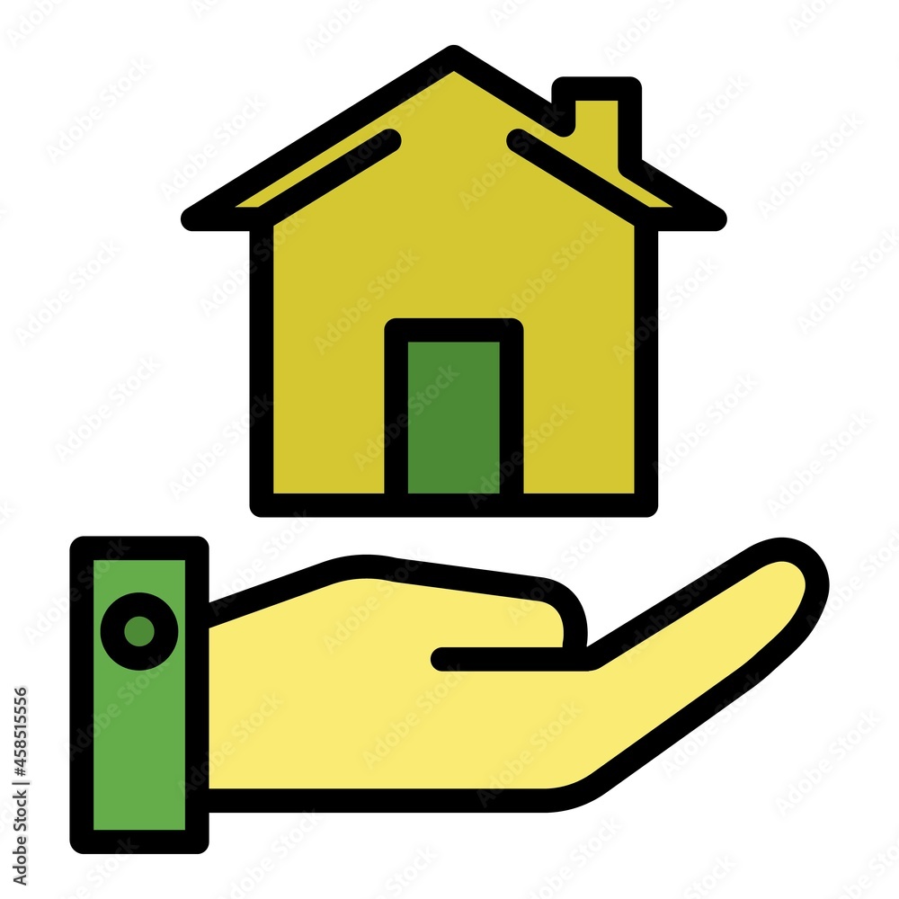 House and hand icon. Outline house and hand vector icon color flat isolated House and hand icon. Outline house and hand vector icon color flat isolated