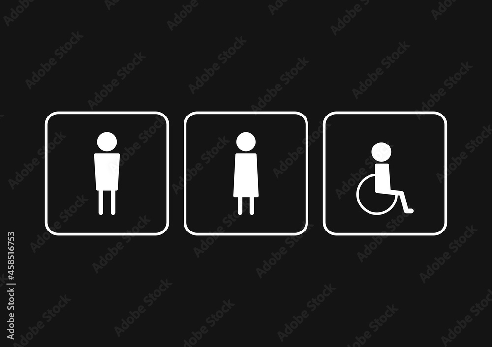 Toilet label. sign. Toilet symbol vector. Disabled toilet. Disabled