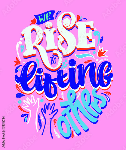 Cute lettering hand drawn poster about life. Lettering motivation art banner. T-shirt design lettering. 