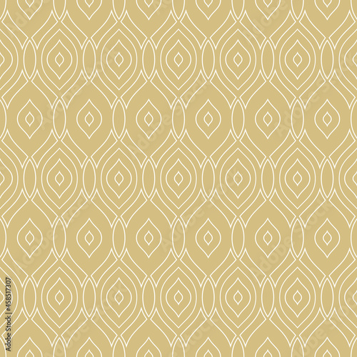 Seamless ornament. Modern background. Geometric modern wavy golden and white pattern