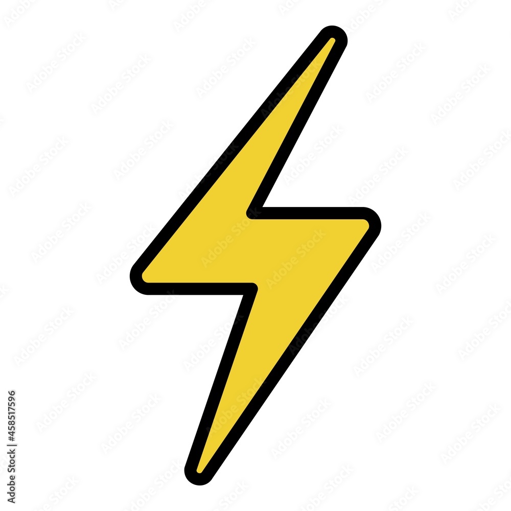 Lightning sign icon. Outline lightning sign vector icon color flat isolated Lightning sign icon. Outline lightning sign vector icon color flat isolated