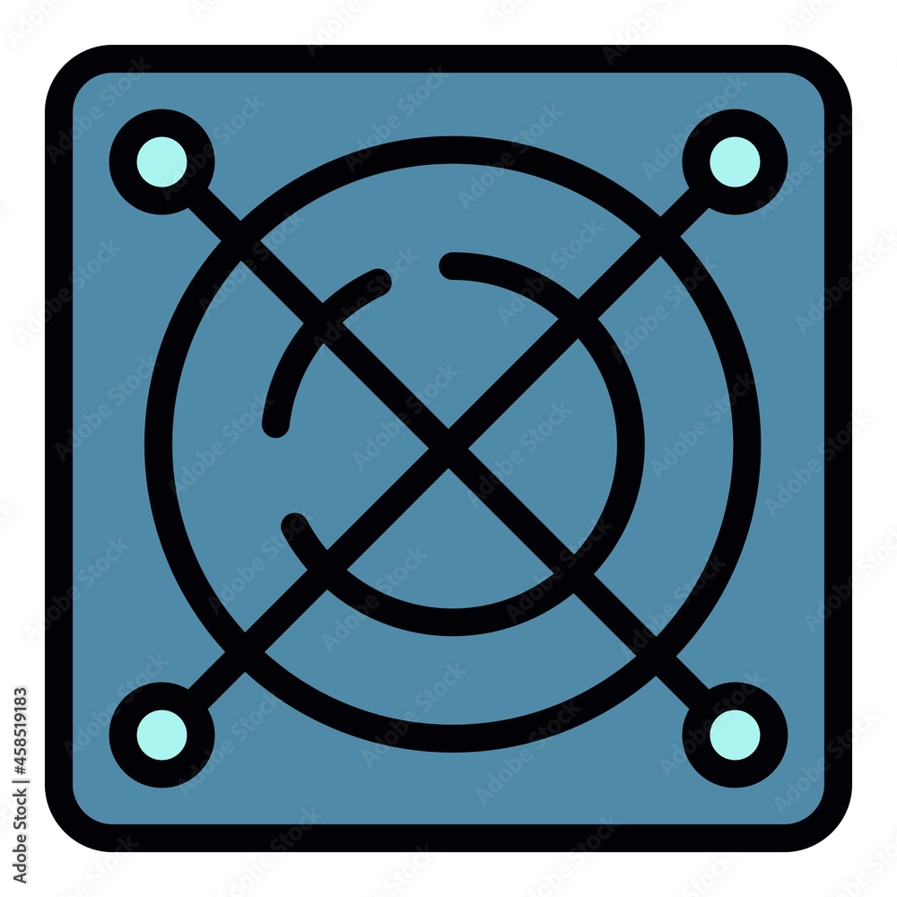 Fan cpu cooler icon. Outline fan cpu cooler vector icon color flat isolated Fan cpu cooler icon. Outline fan cpu cooler vector icon color flat isolated