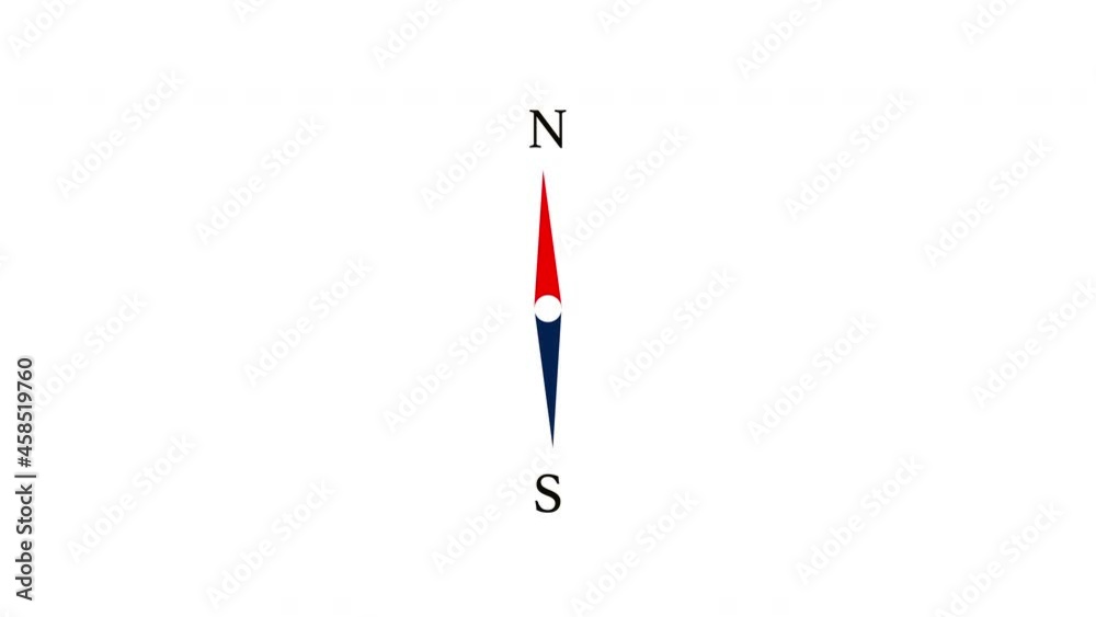 Flat Style Wiggle Compass Needle on White Background and Green Screen