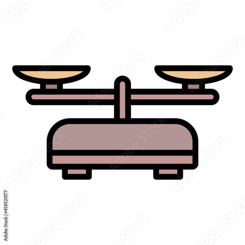 Balance scales icon. Outline balance scales vector icon color flat isolated