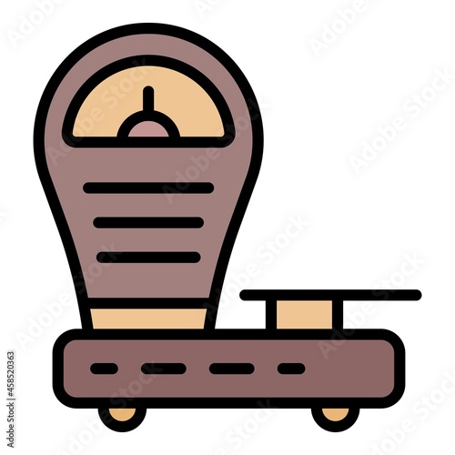 Old market scales icon. Outline old market scales vector icon color flat isolated