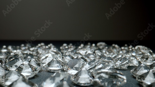 MACRO: pile of diamonds on the table