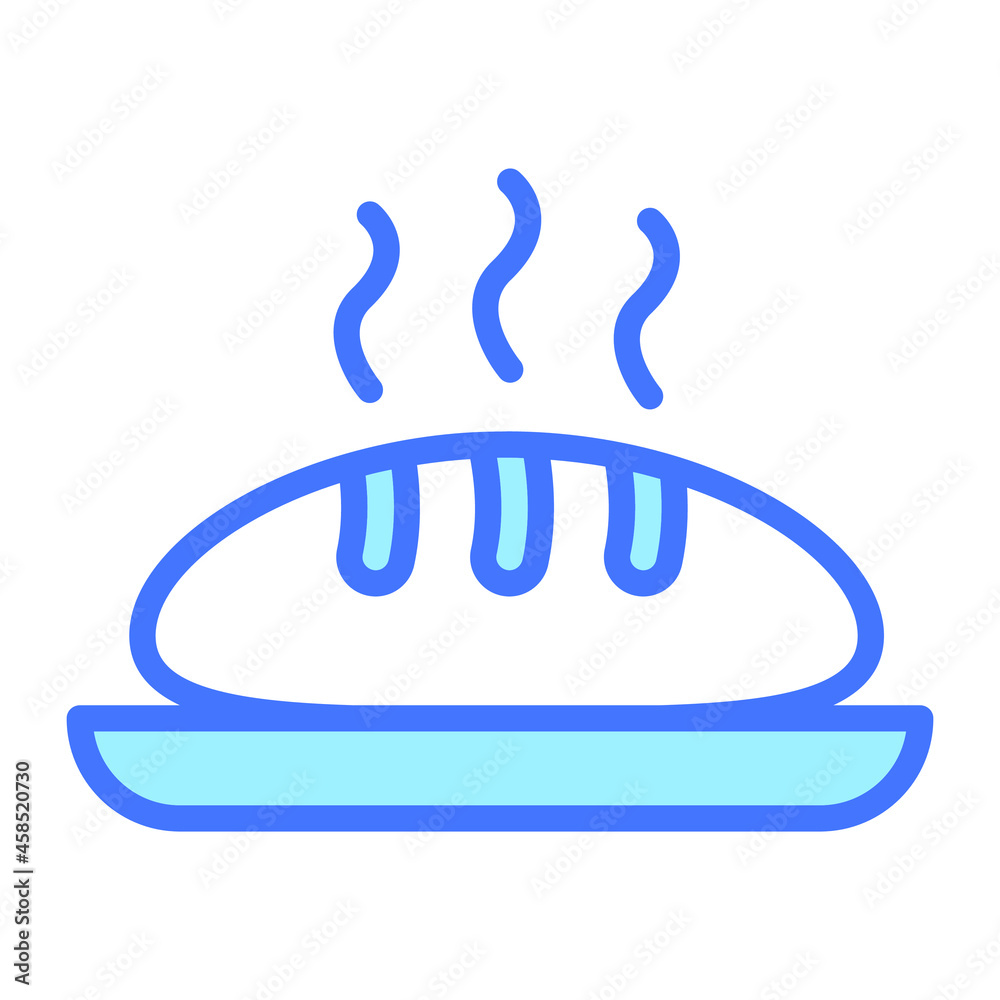 breakfast, meal, hot food Blue Outline Simple Icon. breakfast, meal, hot food Blue Outline Simple Icon.