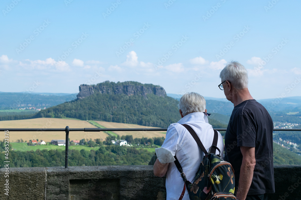 Konigstein Fortress castle europe germany bastille people stand look enjoy view