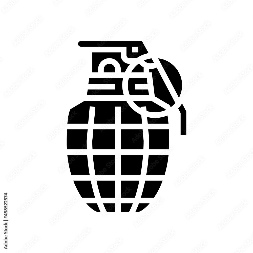 grenade war weapon glyph icon vector. grenade war weapon sign. isolated contour symbol black illustration grenade war weapon glyph icon vector. grenade war weapon sign. isolated contour symbol black illustration
