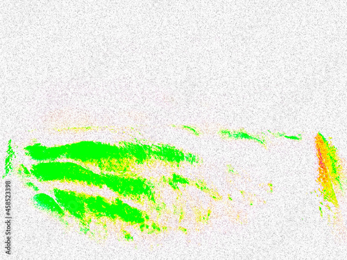 photo edited to obtain an abstract image with green, yellow and red stripes on a grainy background
