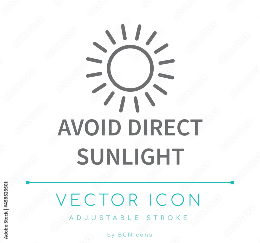 Avoid Direct Sunlight Line Icon. Avoid Direct Sunlight Line Icon.