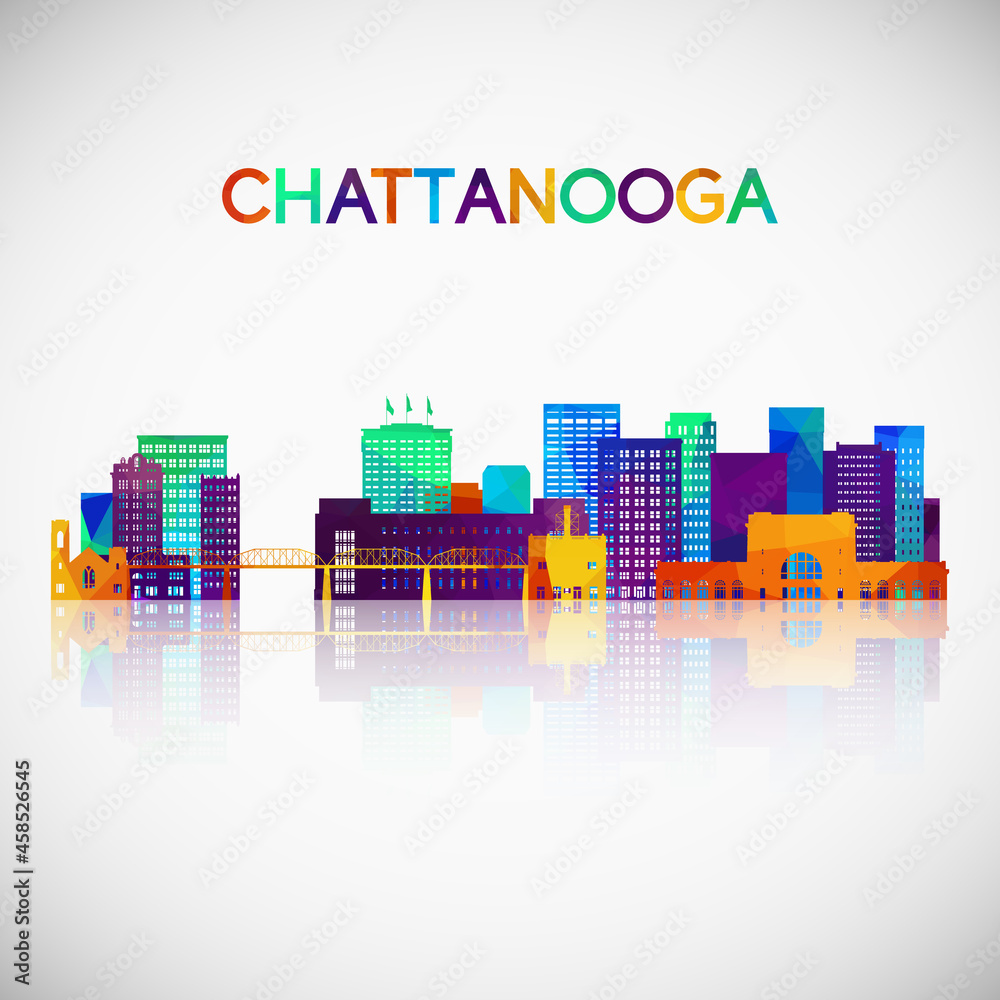Chattanooga skyline silhouette in colorful geometric style. Symbol for your design. Vector illustration.