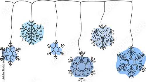 Abstract vector illustration with snowflakes linart.