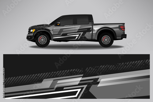 Wrap car vector design decal. Graphic abstract line racing background design for vehicle  race car  rally  adventure livery camouflage.