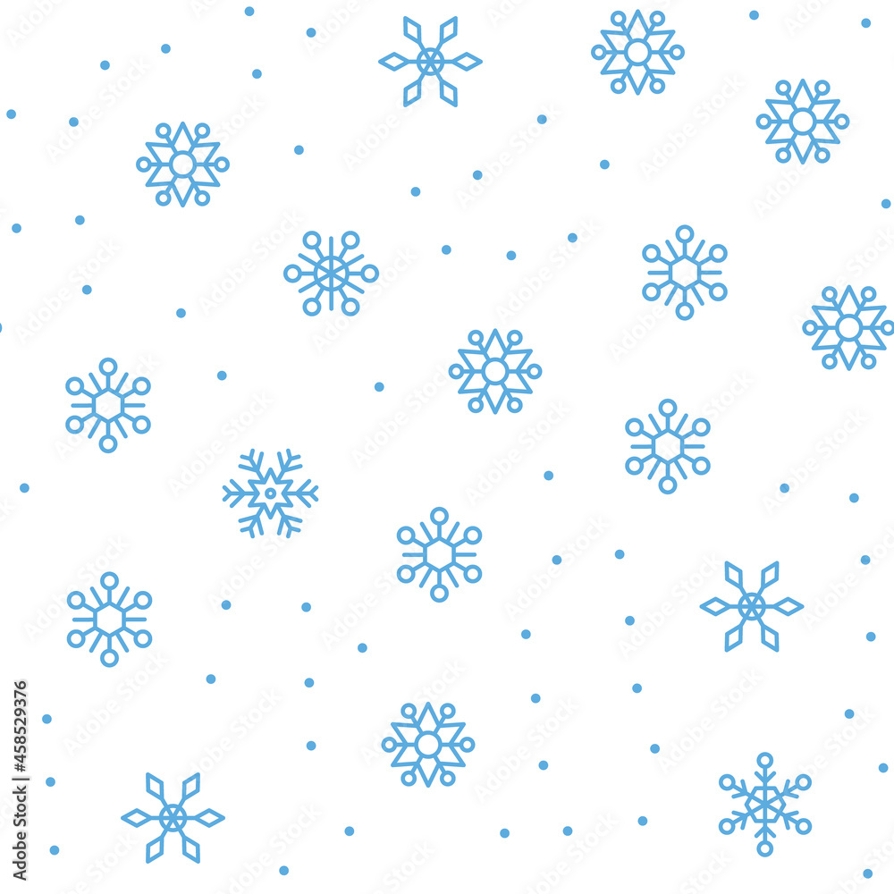 Snowflakes random seamless pattern. Winter and christmas background texture.