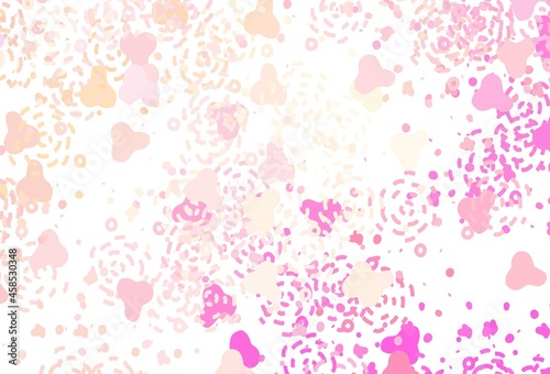 Light Pink  Yellow vector background with abstract shapes.