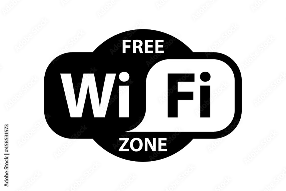 Free wifi zone black icon. Wi-fi black vector free. Illustration on white  background free wifi sticker, free wi-fi icon, free wi fi label sign.  vector de Stock | Adobe Stock
